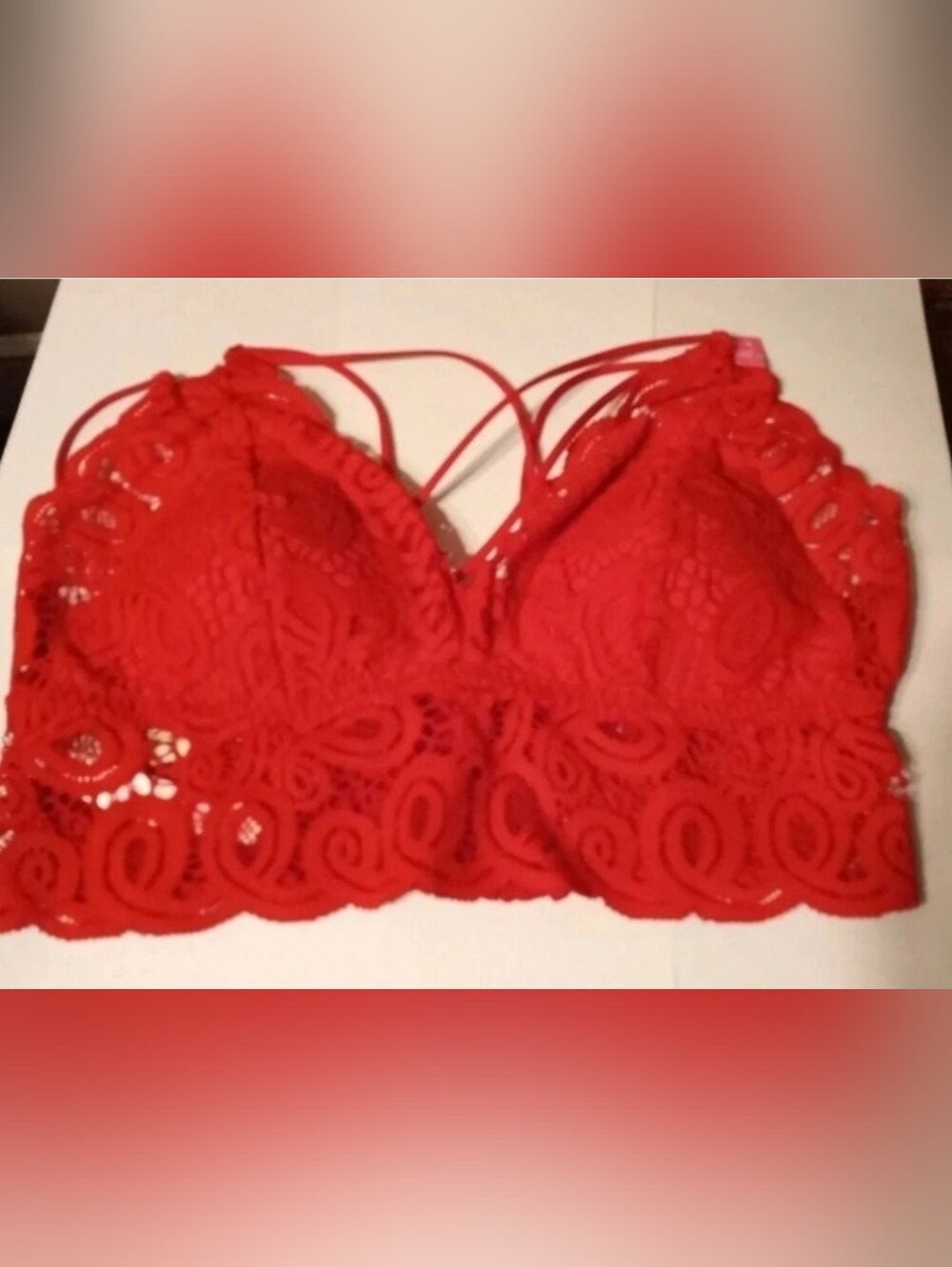 PINK Victoria's Secret Red Lace Strappy Bralette